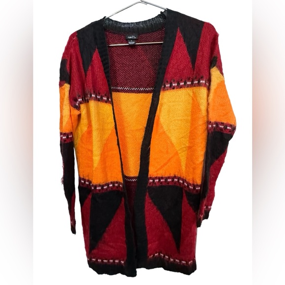 Retro Rue21 Women’s S Boho Open Front Sweater Full Body Funky - Picture 1 of 5